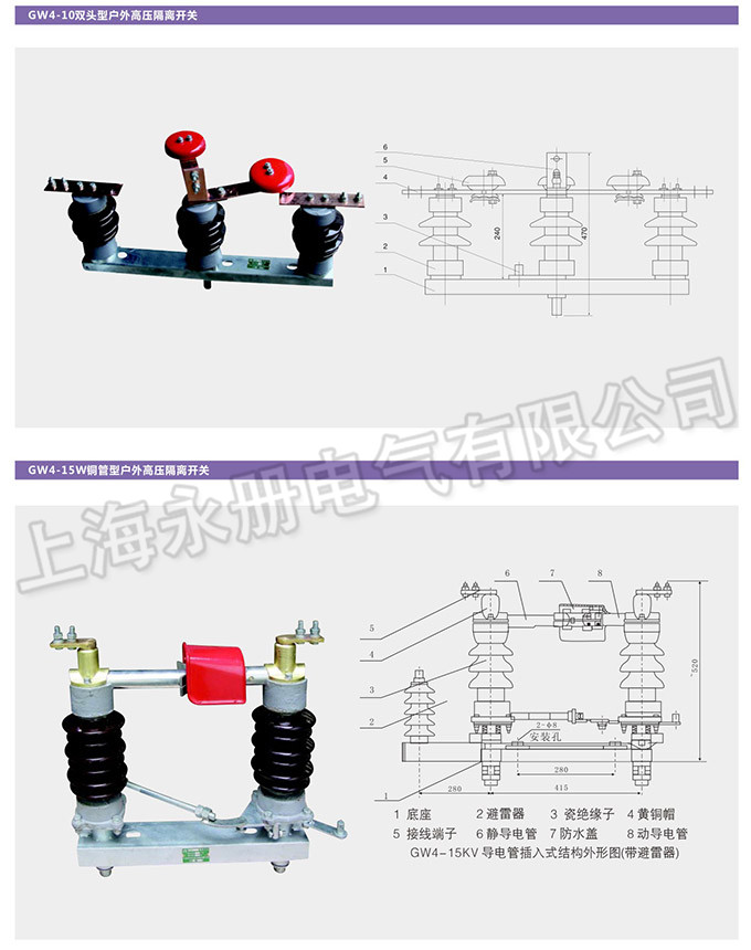 GW4型戶外高壓隔離開(kāi)關(guān)的外形及結(jié)構(gòu)圖