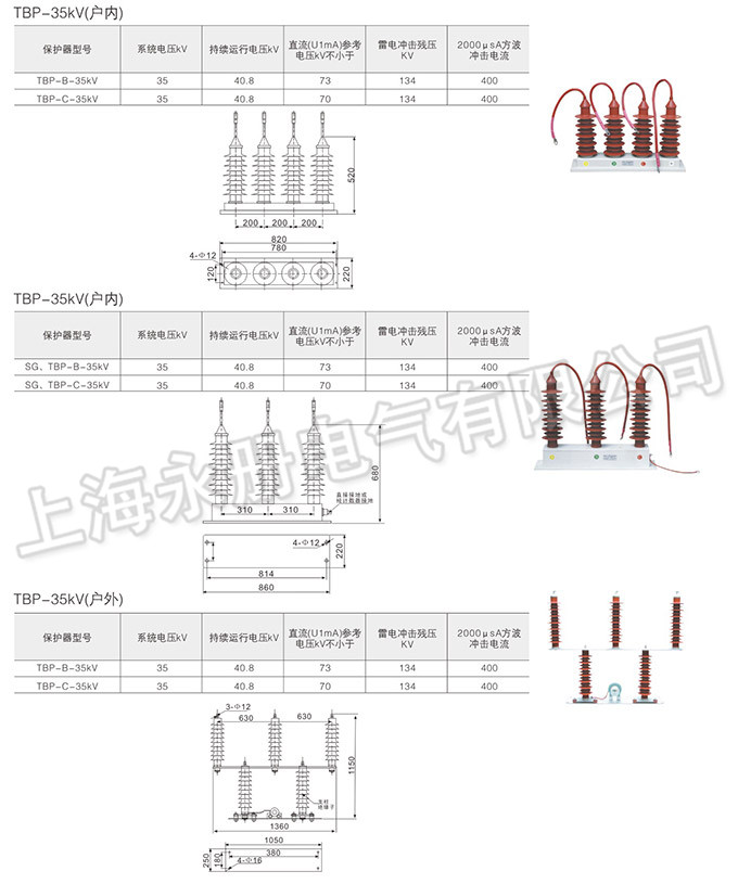 TBP-型過電壓保護器的主要參數